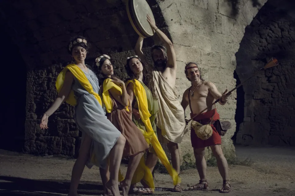 Mythological dance ensemble performing during A Day in Ancient Greece in Rhodes