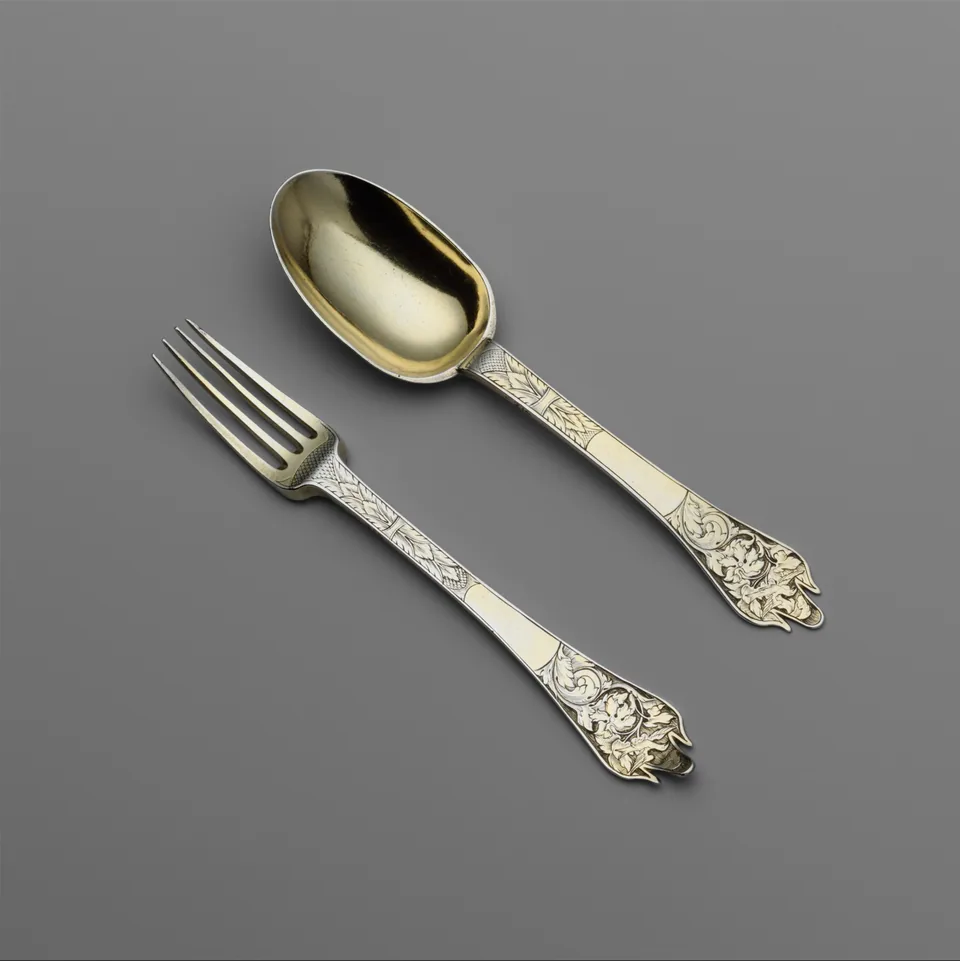 The formal language of fork and spoon Historic French silver fork and spoon from the Metropolitan Museum of Art