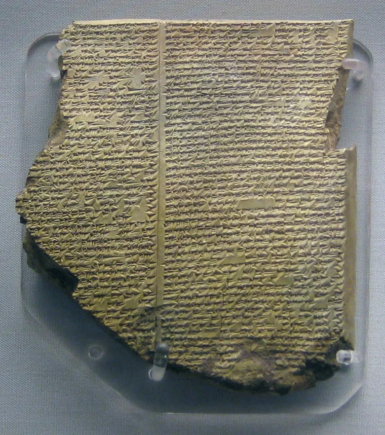 The Flood Tablet from the Epic of Gilgamesh Fragmented clay tablet covered in cuneiform writing from the Epic of Gilgamesh