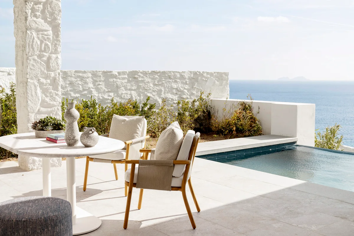 Sea-view terrace and private pool at Four Seasons Hotel Mykonos