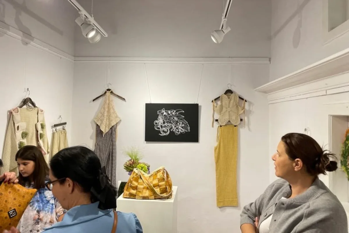 Installation view from Ourania Salacha's biomaterial exhibition in Mykonos