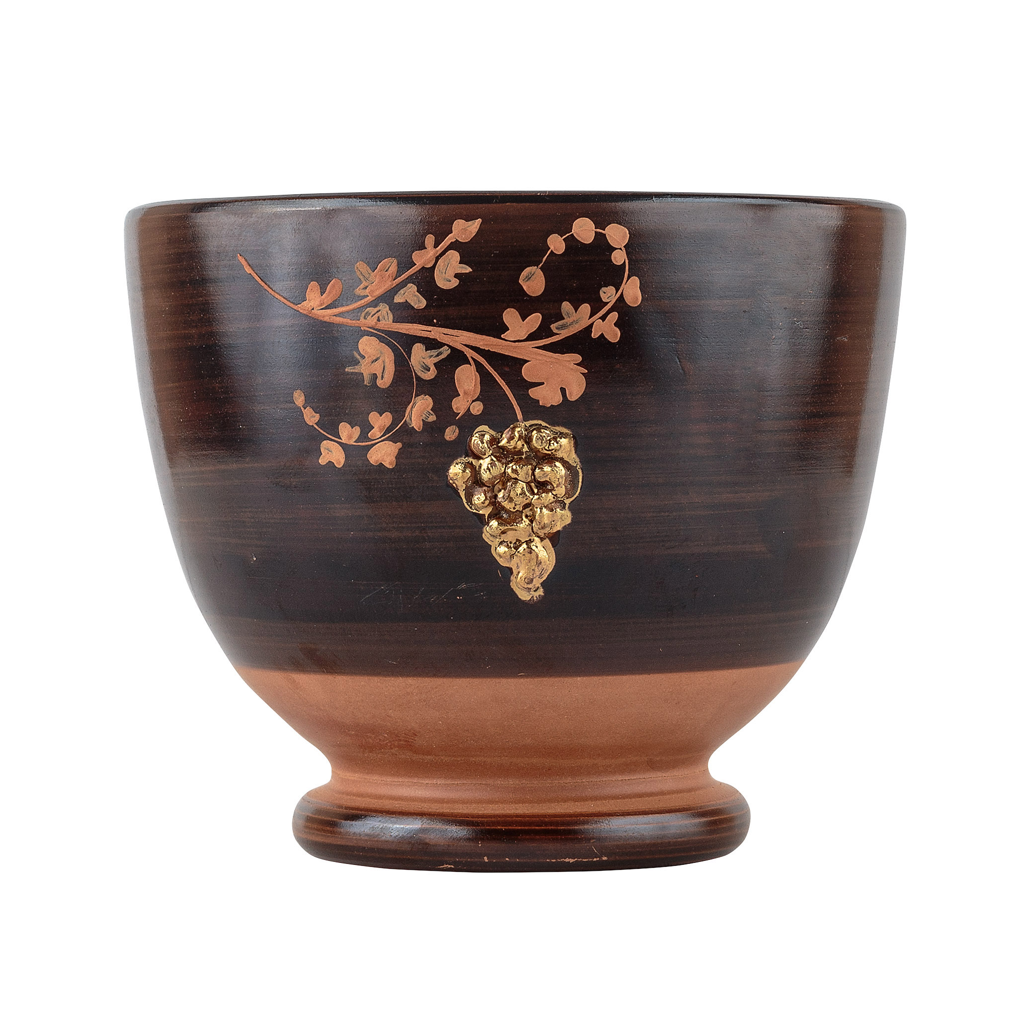 Dark glazed ceramic cup with painted vine decoration, Archaeopolis Objects archive