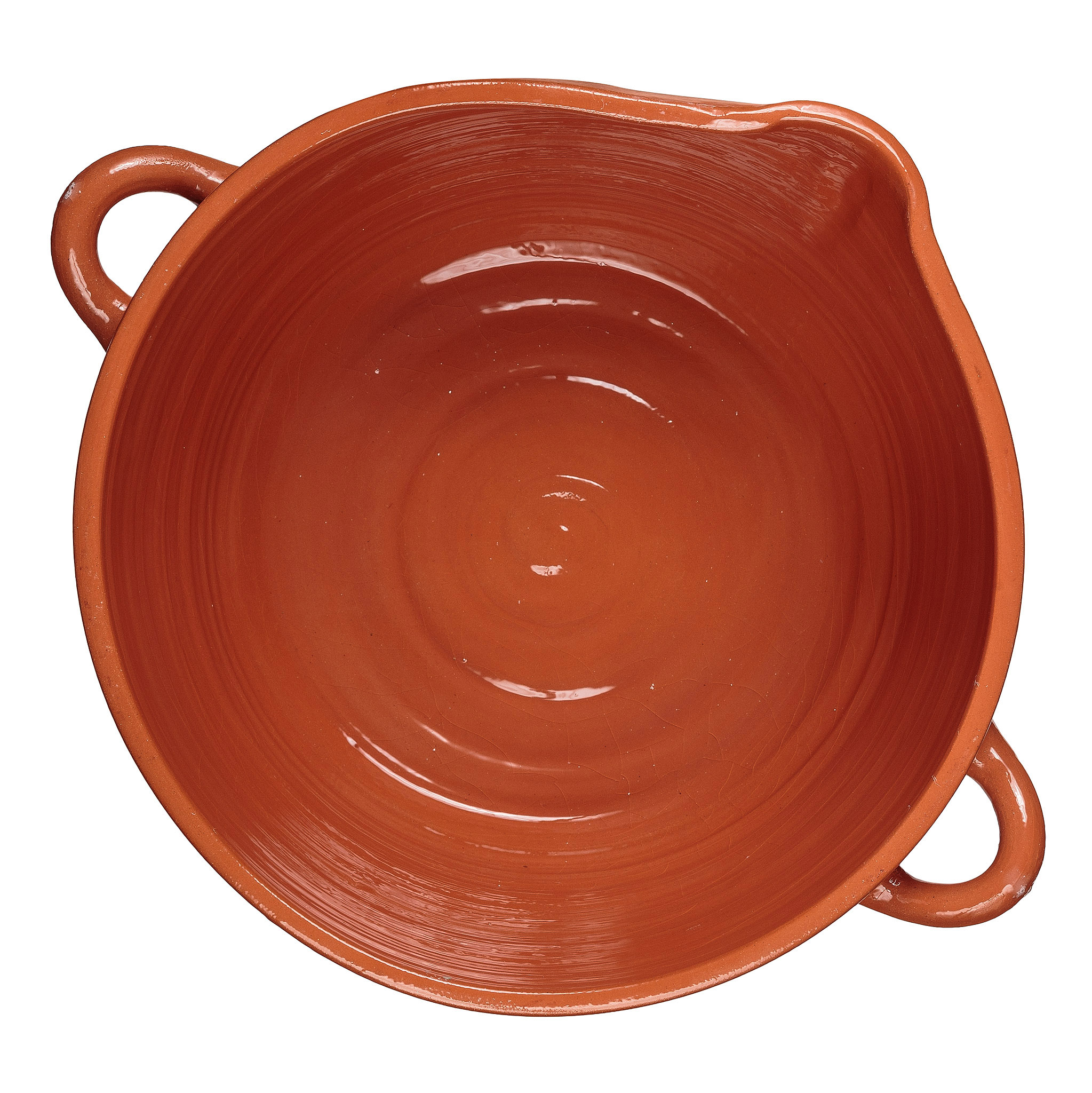 Three-footed terracotta cooking pot shown from above, Archaeopolis Objects archive