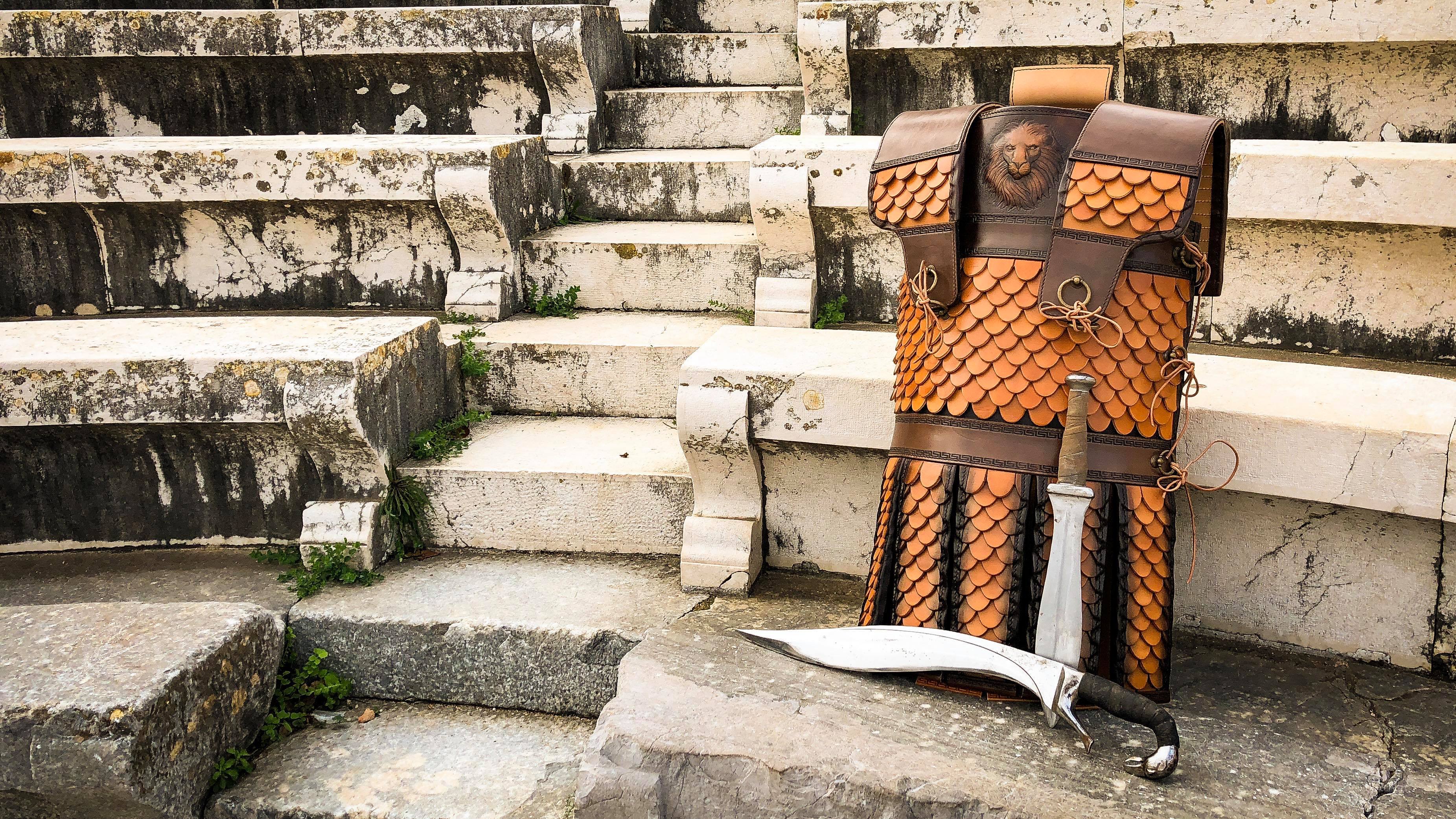 Macedonian Leather Armour · Archive view 004 | Archaeopolis Objects Macedonian Leather Armour, documented Archaeopolis Objects archive view 004