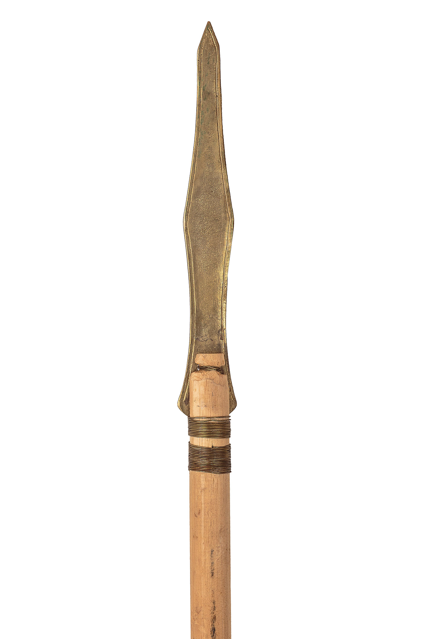 Four narrow spearhead profiles mounted on wooden shafts | Archaeopolis Objects Four narrow spearhead profiles mounted on wooden shafts, Archaeopolis Objects archive