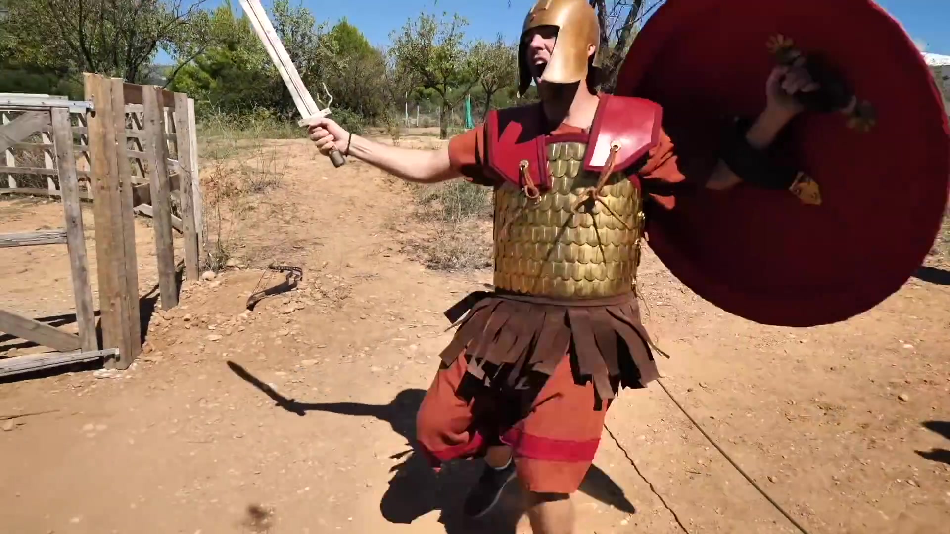 Historically informed shield and weapon demonstration prepared by Archaeopolis