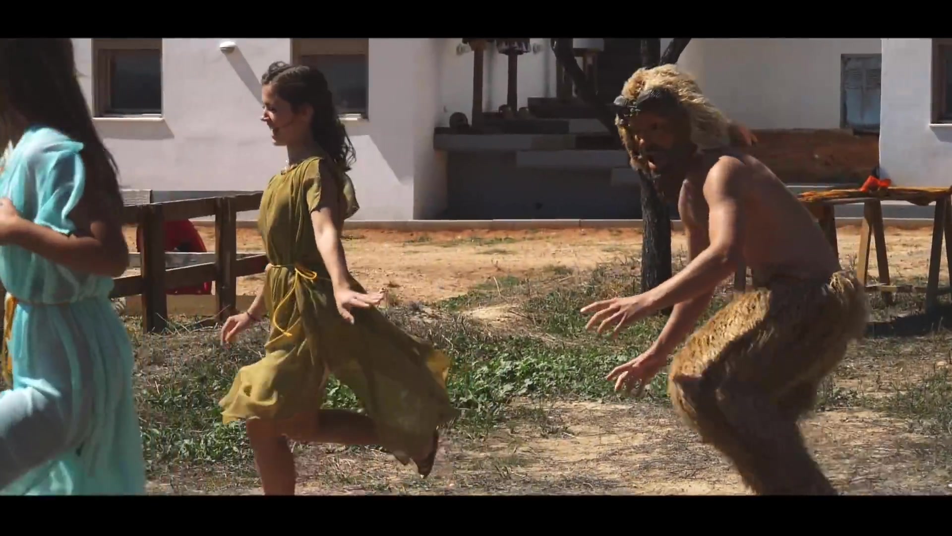 Pan character in a staged pursuit sequence