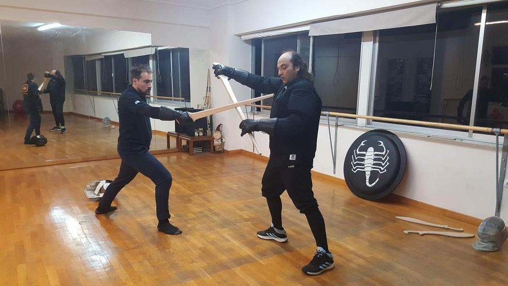 Controlled Sword Bout | Athens Hoplites Project Controlled sword bout between two Athens Hoplites practitioners