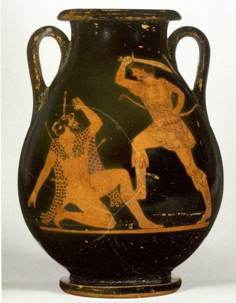 Pottery Warrior Duel | Athens Hoplites Project Ancient pottery scene depicting two warriors in close combat