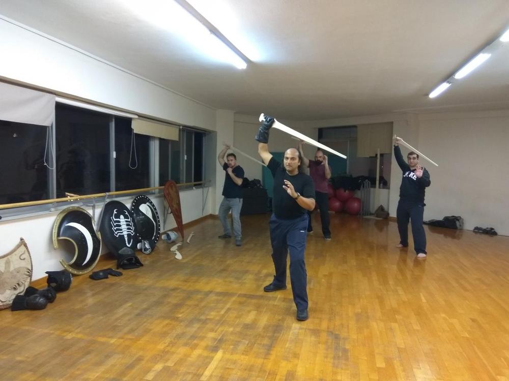 Synchronised Sword Drill | Athens Hoplites Project Athens Hoplites students performing a synchronised sword drill