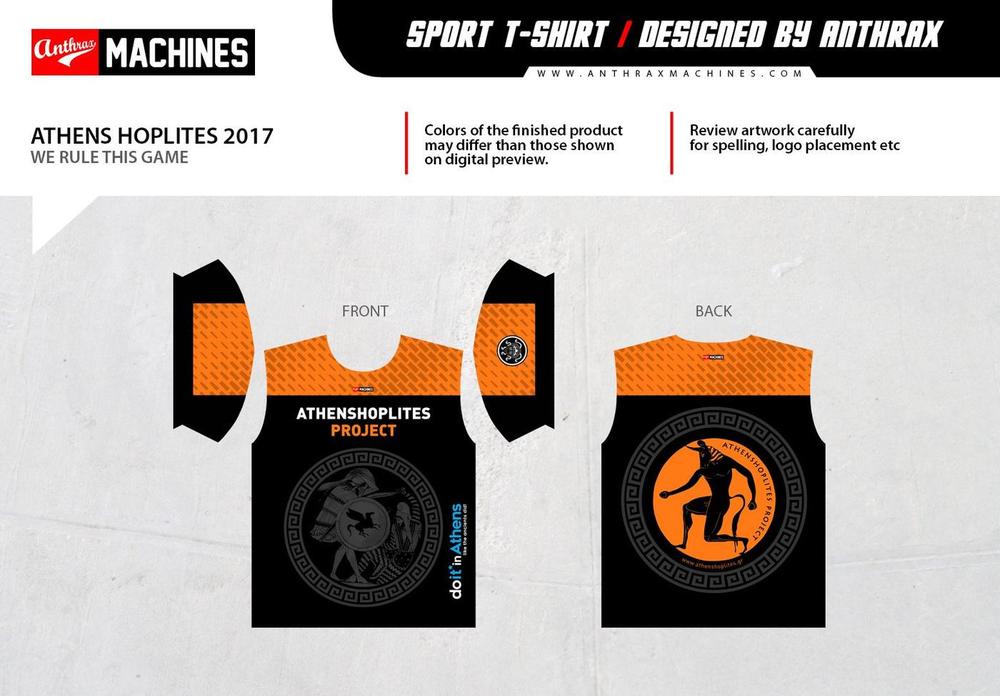 Training Shirt Design | Athens Hoplites Project Athens Hoplites training shirt design with Minotaur identity and orange side panels