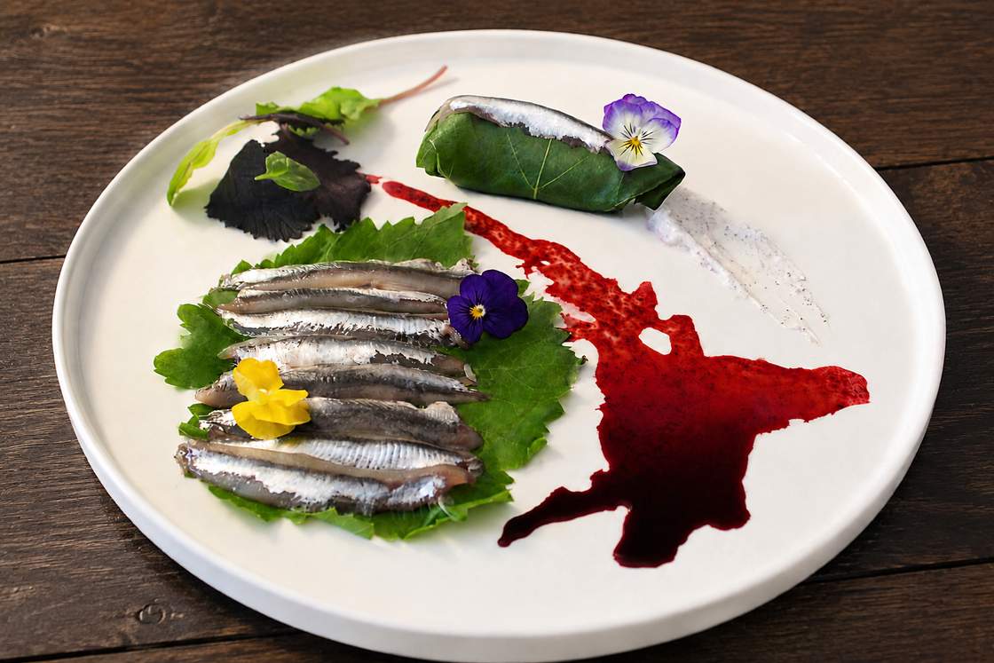 Aegean composition from the private dining event in Mykonos