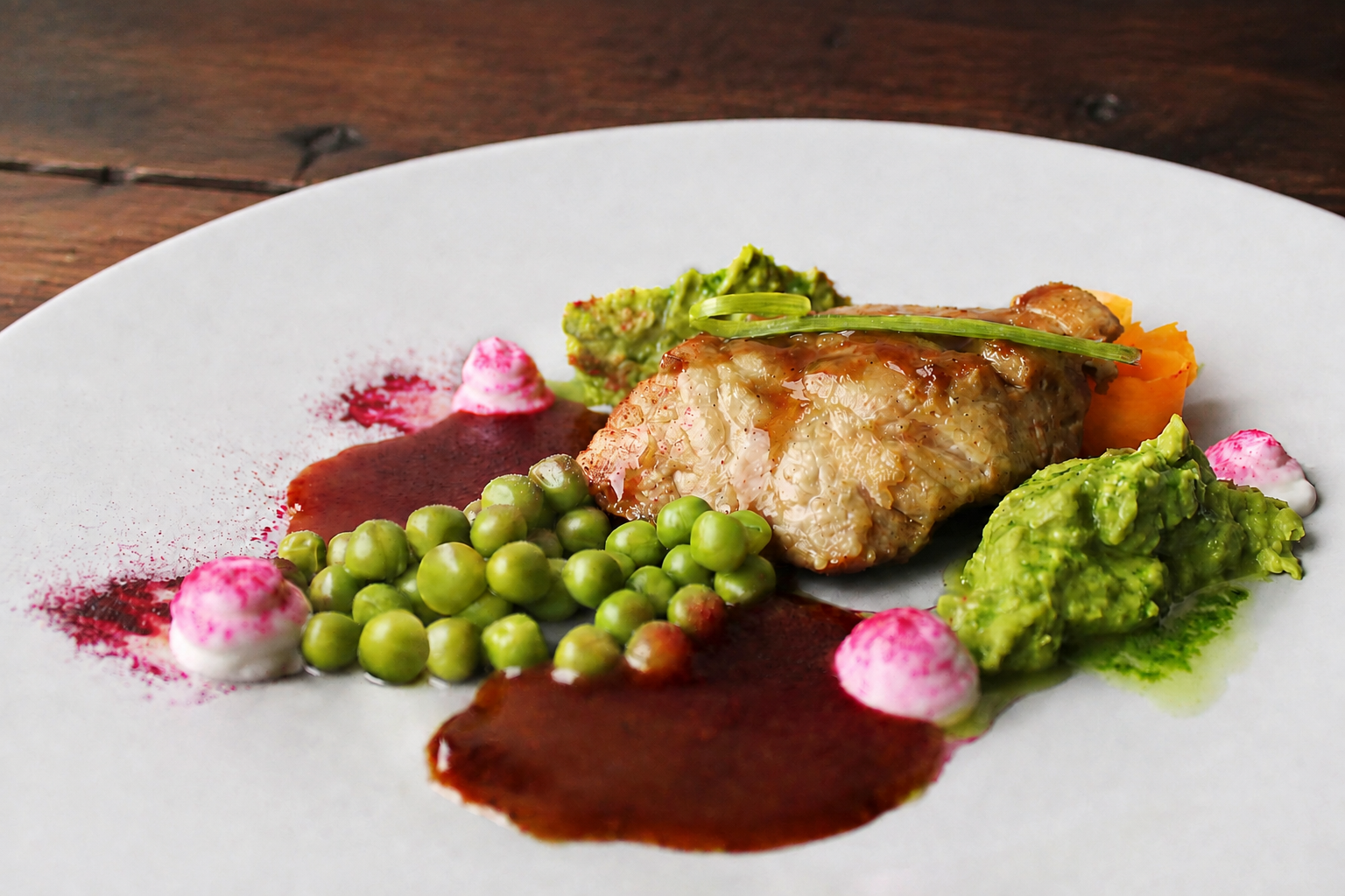 Roasted course with fresh greens from the private dining event in Mykonos