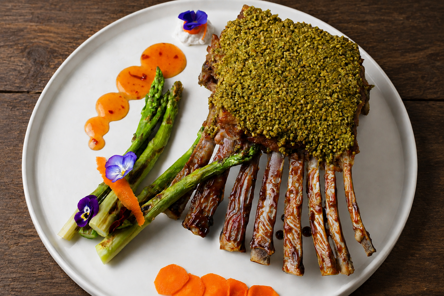 Herb-crusted course from the private dining event in Mykonos