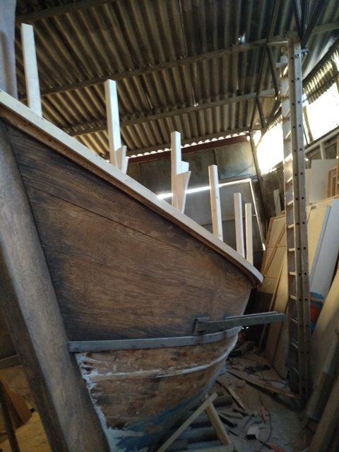 Hull Reconstruction | Archaeopolis Olkas Ship Olkas ship timber hull supported inside the reconstruction workshop