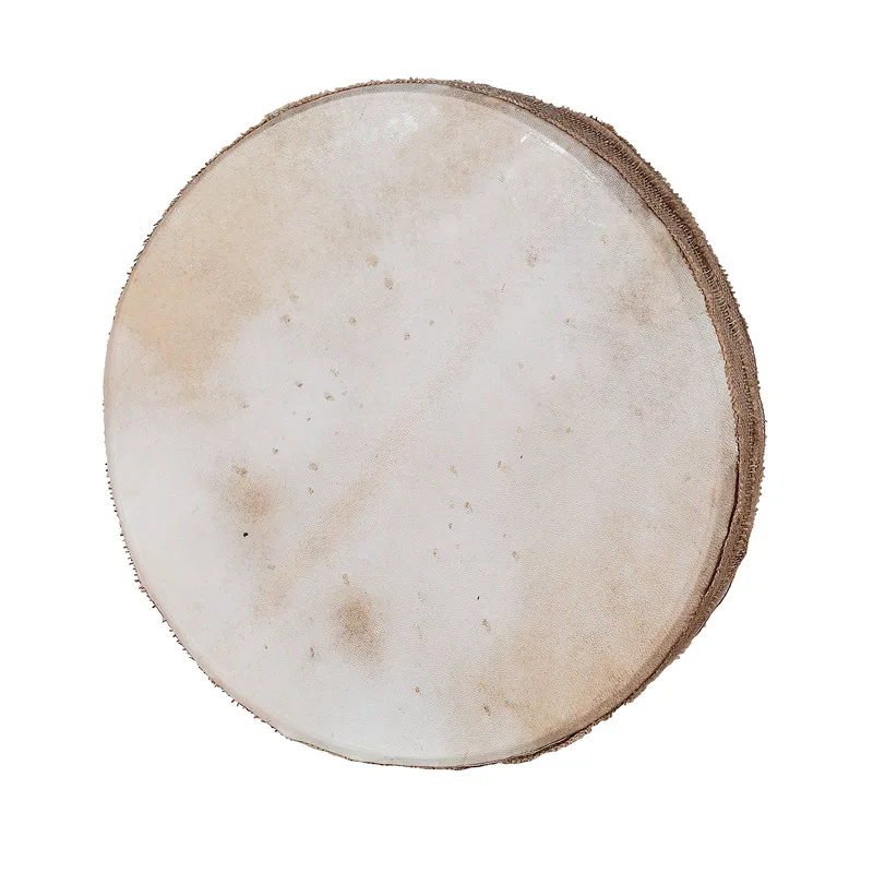 Round ocean frame drum with a pale membrane and a textured brown rim