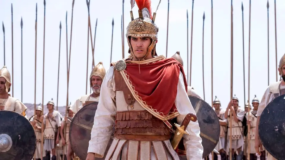 Official Ancient Empires: Alexander the Great episode image showing Alexander in armour in front of soldiers.