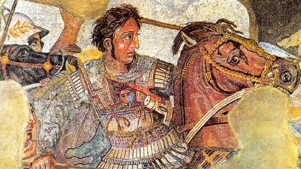 Alexander the Great episode image from Lost Treasures of Egypt showing the Alexander mosaic
