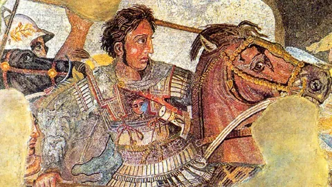 Alexander the Great episode image from Lost Treasures of Egypt showing the Alexander mosaic