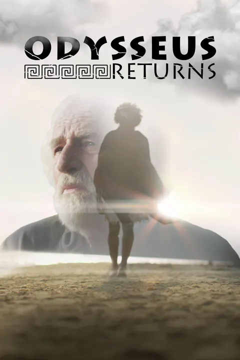 Official Odysseus Returns documentary poster with its title and a solitary figure approaching the sea