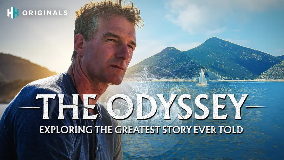 History Hit’s official Odyssey cover with Dan Snow, a coastal landscape and programme title