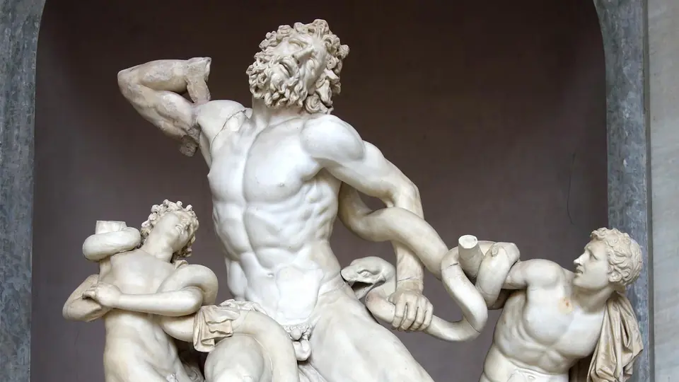 PBS episode image for Stone Age to Ancient Greece showing the Laocoon sculpture group