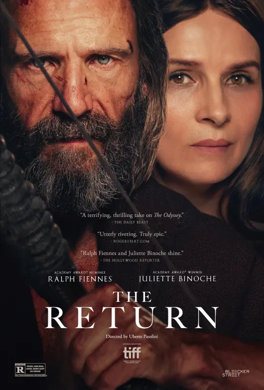 Official The Return poster featuring Ralph Fiennes and Juliette Binoche